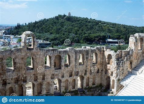 Ancient Stone Theater With Marble Steps Of Odeon Of Herodes Atticus On
