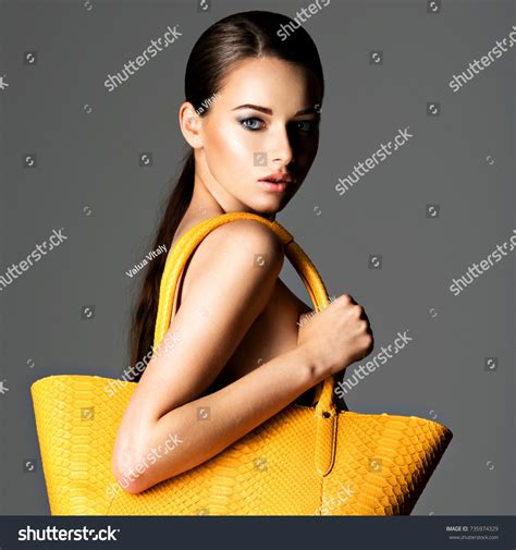 Beautiful Naked Woman Holds Fashion Handbag Stock Photo Shutterstock
