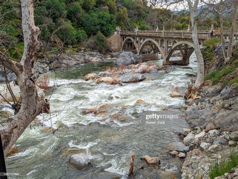 Rapids On The Kaweah River In Three Forks California By Historic Bridge