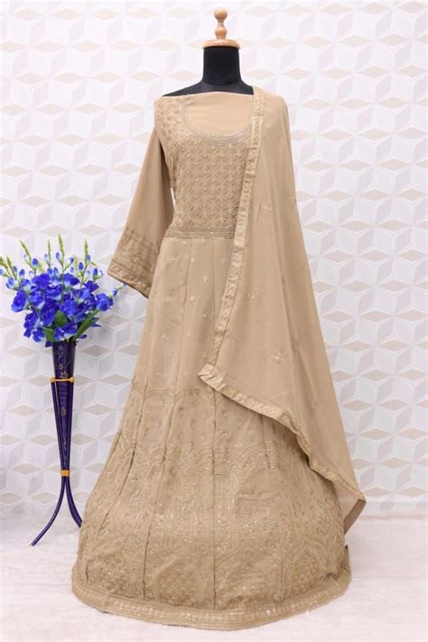 Aashirwad Creation Vintage Heavy Faux Georgette Anarkali Suit Cream Color Dn 8686