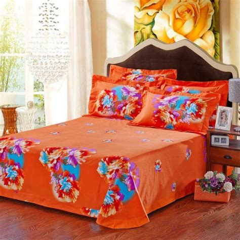 Orange Floral Print Bed Sets Bedding Sets Print Bedding Floral