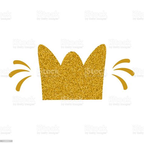 Gold Glitter Crown Isolated Vector Clip Art Template For Fashion Prints