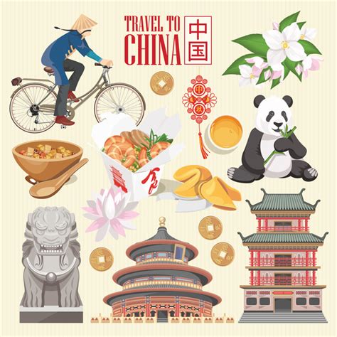 China Travel Sights With Traditions Cultural Vector 03 Free Download