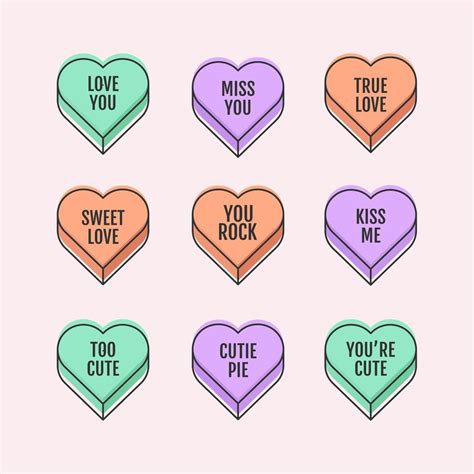 Lovely Conversation Hearts Collection Vector 5182777 Vector Art At