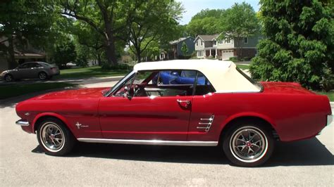 1966 Ford Mustang Convertible In Red Paint Walkaround And Engine Start Up