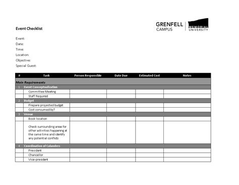 Sample wedding budget spreadsheet checklist kenya free. Event Checklist Excel | Templates at allbusinesstemplates.com