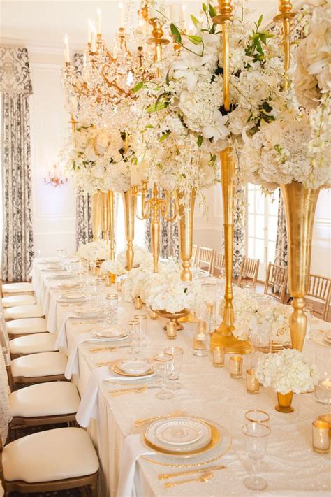 6 Ways to Create Dazzling Reception Tables | Ivory wedding theme, Gold