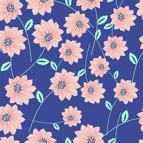 Clipart Seamless Blue Floral Pattern