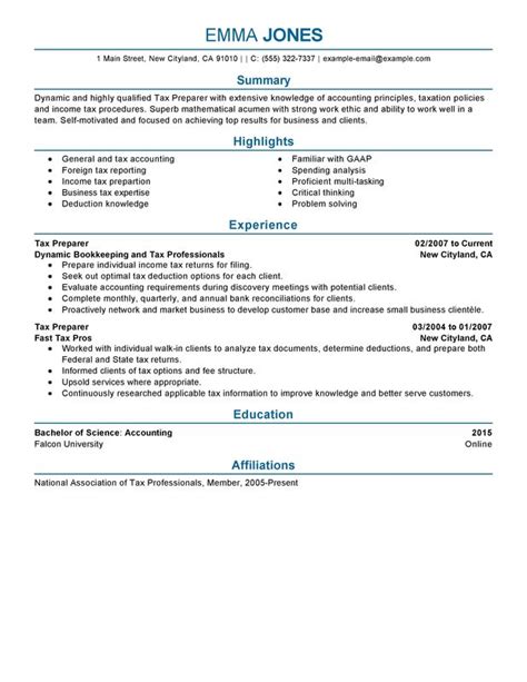 Tax Preparer Resume Examples Free To Try Today Myperfectresume