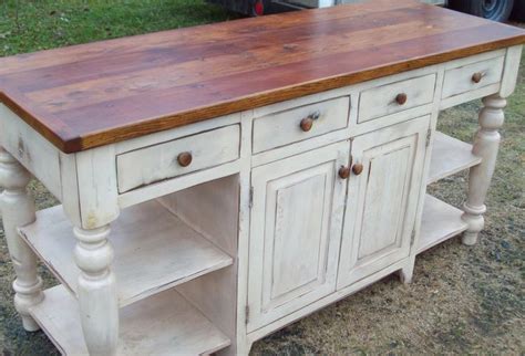 Large Handmade Kitchen Island Distressed White Antique Reclaimed Woods