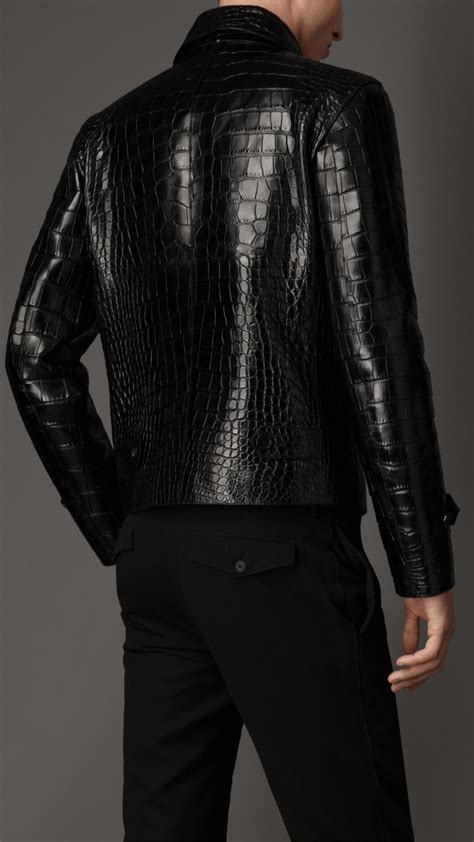 Lyst Burberry Alligator Leather Jacket In Black For Men