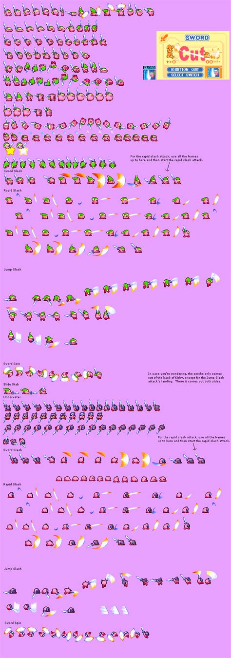 Sword Kirby Without Dust Effect Sprite Sheet By Redballbomb On Deviantart