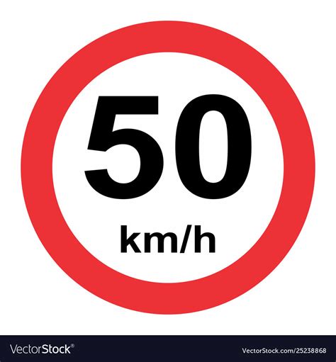 Speed Limit 50 Kmh Traffic Sign Royalty Free Vector Image