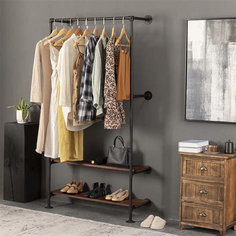 Buy Industrial Pipe Clothing Rack With Shelveshanging Wall Ed Clothes