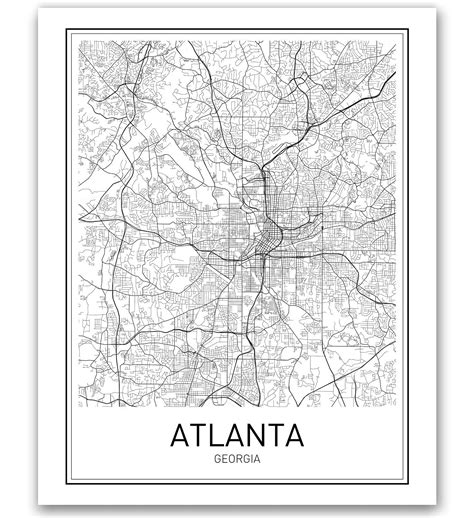 Buy Atlanta Poster Map Of Atlanta Map City Map Posters Modern Map Art