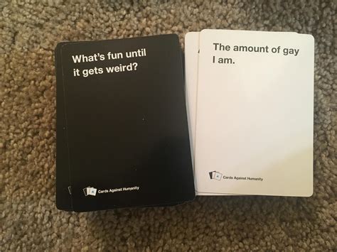 Cards against humanity is a social card game where you use black cards with words and phrases on them to fill in blank spaces and answer the questions on white cards. Cards Against Humanity Funny Examples ~ Pict Art