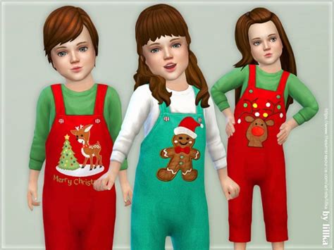 The Sims Resource Christmas Overall For Toddler 02 By Lillka • Sims 4