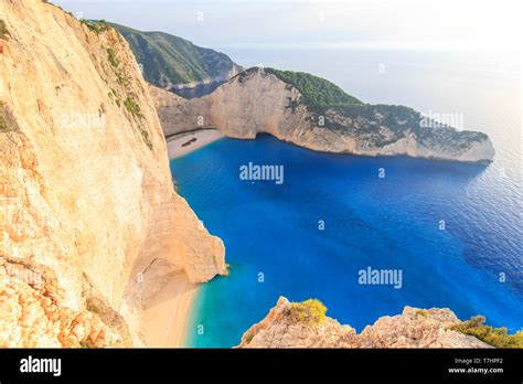 Greece Ionian Islands Zakynthos Navagio Shipwreck Beach Stock