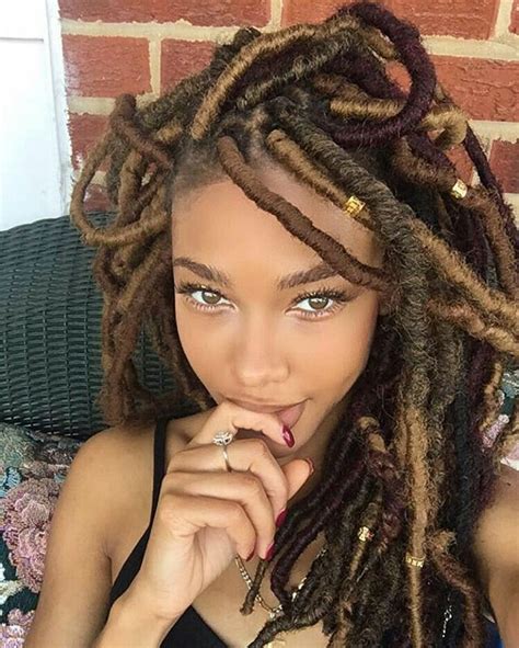 Light Brown Faux Locs On Stylevore