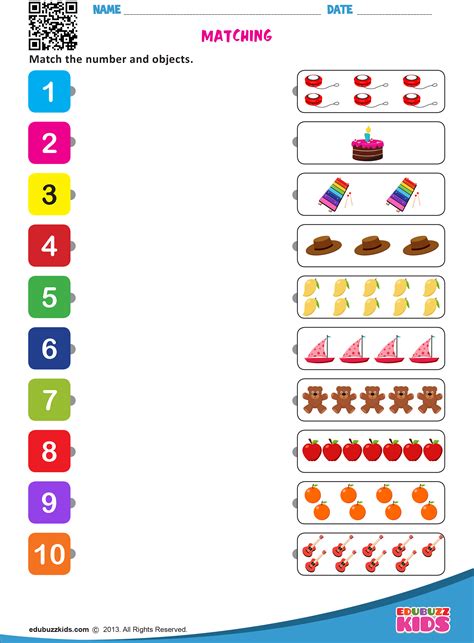 Matching Number Worksheets For Kindergarten