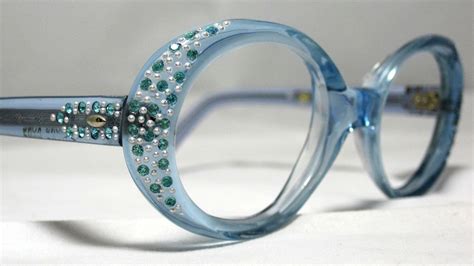Vintage Eyeglasses 60s Rhinestone Eye Glasses Frames Turquoise Etsy