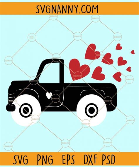 Valentine truck with love hearts svg, Special delivery svg, Valentines
