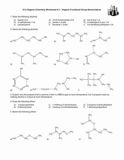 50 Organic Compounds Worksheet Answers