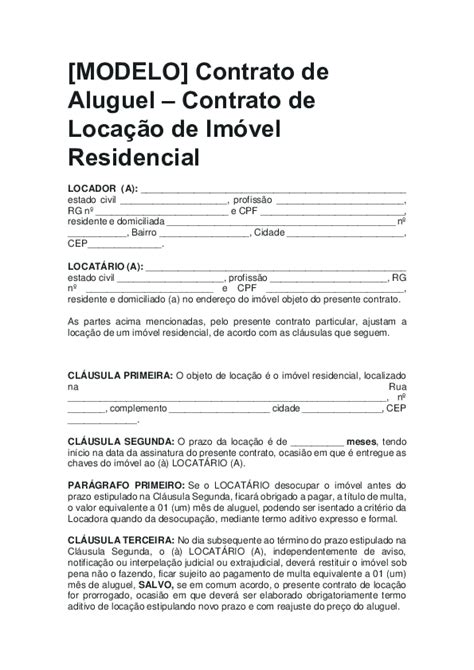 Contrato De Locacao Contrato De Aluguel Contrato De Aluguel Images