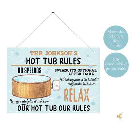 Custom Hot Tub Sign Hot Tub Rules Sign Personalised Hot Tub Etsy Uk