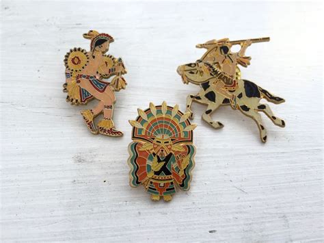 Vintage Trio Of Southwestern Native American Hat Lapel Pins Etsy