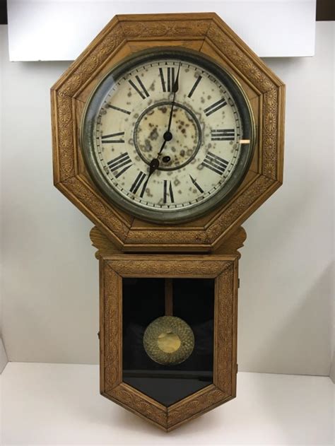 Sold Price Antique Sessions Star Pointer Oak Wall Clock September 6