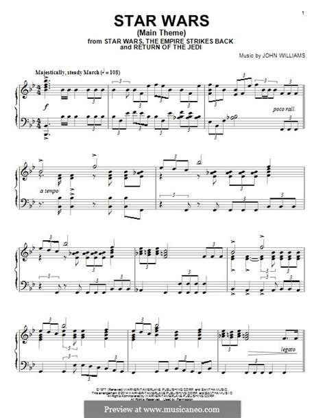 I wondered if i would ever be able to play this theme song on the piano as i am an absolute beginner. Star Wars Main Theme by J. Williams - sheet music on MusicaNeo