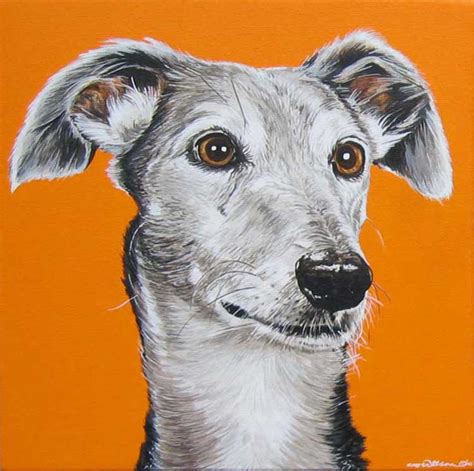 Portrait Painting Of A Lurcher By British Artist Conor Wilson