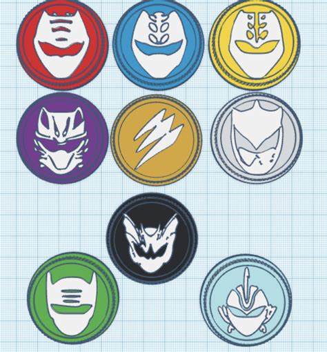 STL File Power Rangers Jungle Fury Juken Sentai Gekiranger Helmet Coins