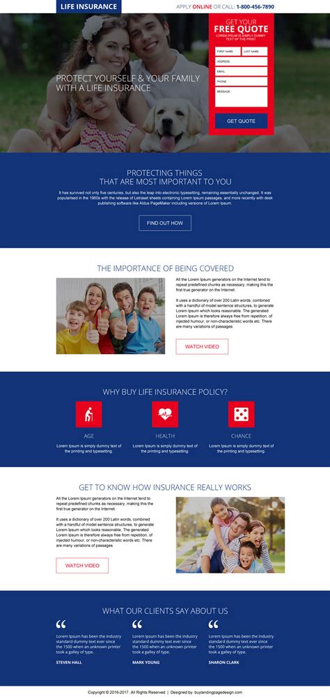 High quality and professional insurance companies landing page designs