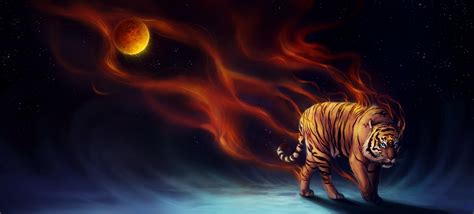 Tiger Fantasy Magical Flame 4k Hd Artist 4k Wallpapers Images