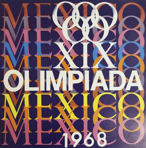 xix olimpiada mexico 1968 advertising poster offset lithograph 12 x 12 inches comité