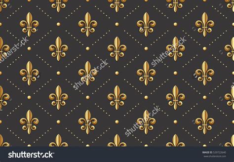 Seamlessly Tiling Golden Fleur De Lis Pattern On A Dark Background
