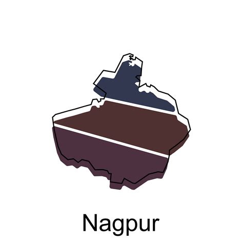 Map Of Nagpur City Modern Outline High Detailed Illustration Vector