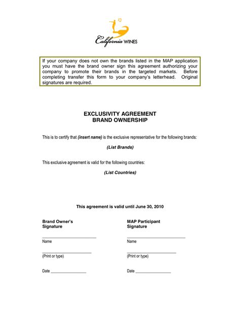 Exclusivity Contract Template