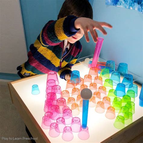 Light Table Towers For Preschoolers Light Table Stem Activities