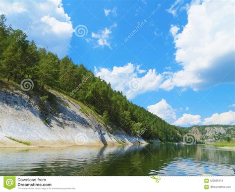 River Inzer Russia Bashkortostanbeautiful Mountain River Inzer Among