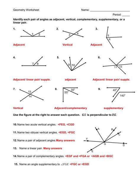 Https://tommynaija.com/worksheet/geometry Angle Relationships Worksheet Answer Key