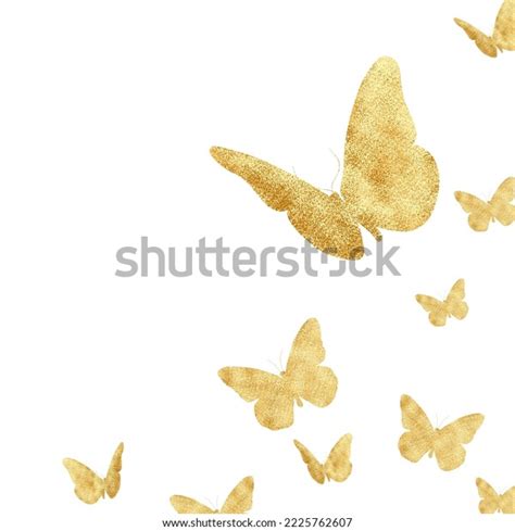 Gold Glitter Butterfly Beautiful Golden Silhouette Stock Illustration