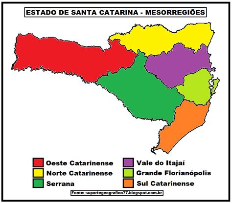 ATIVIDADE COM MAPA MESORREGIÕES DE SANTA CATARINA Suporte Geográfico