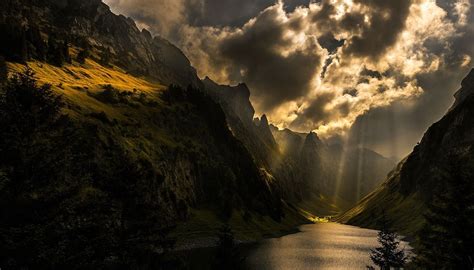 Nature Photography Landscape Sun Rays Mountains Sunlight Dark