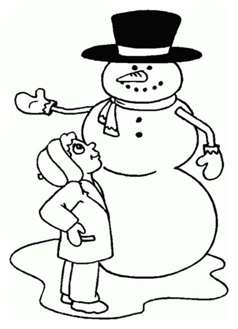 Here's a full list of snowman coloring pages for the holiday season. Young Little Kid And Tall Mr Snowman On Winter Season ...