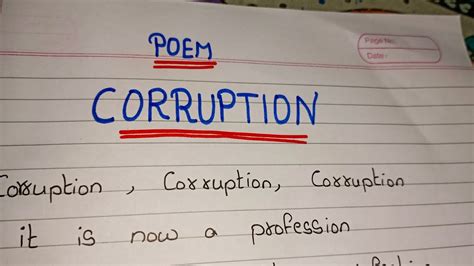Poem On Corruption In English Youtube