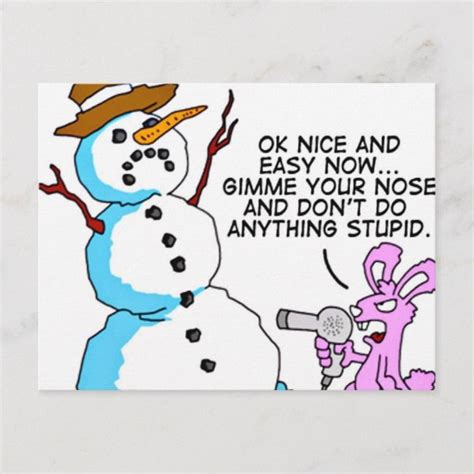 Funny Snowman Christmas Postcard Funny Snowman Funny