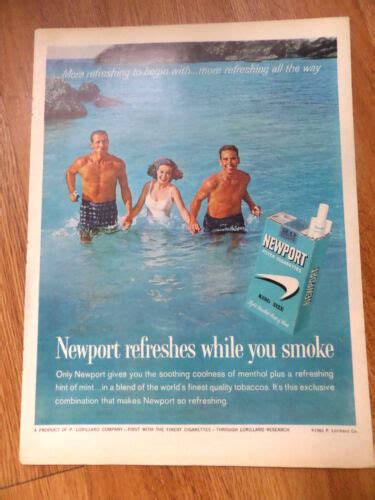 1962 Newport Cigarette Ad Threesome Swimming Fun Ebay